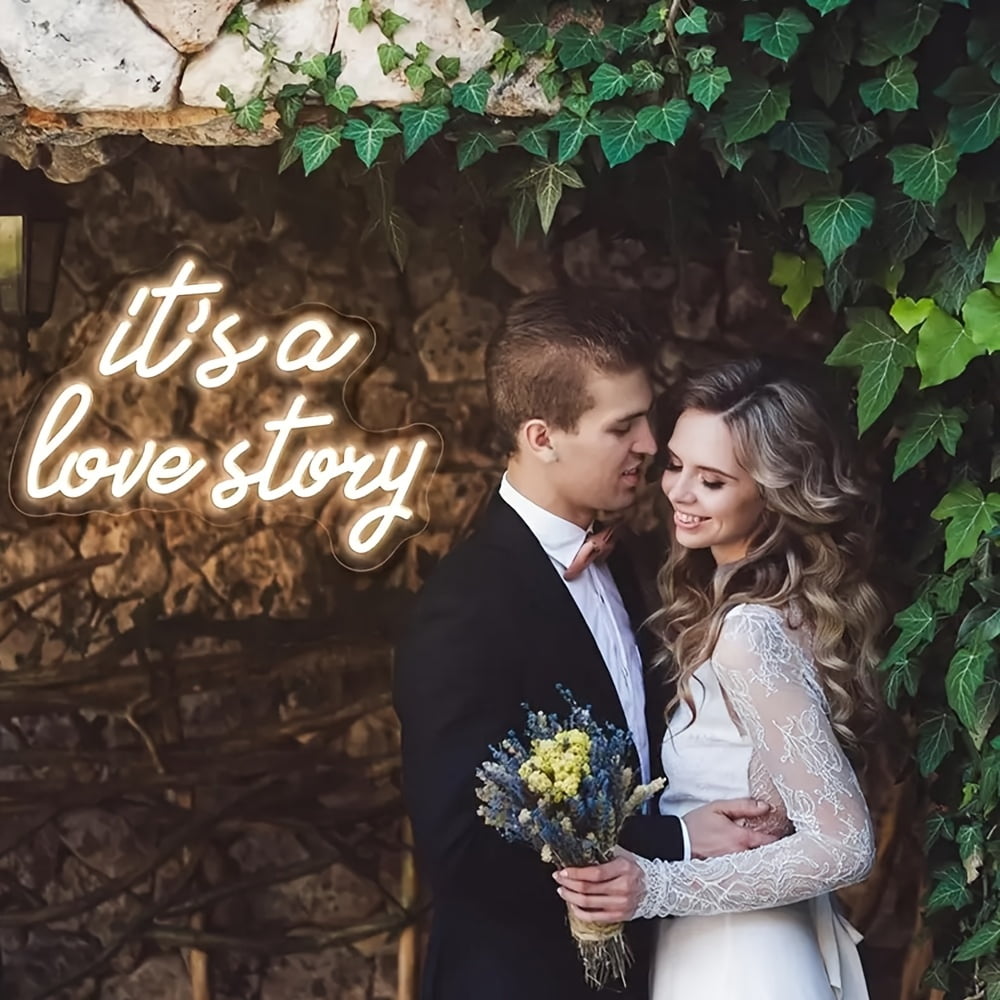White Love Story LED Neon Sign | USB-Powered Aesthetic Wall Decor For Bedroom & Living Room | Wedding, Birthday Party Gift With Romantic Glow