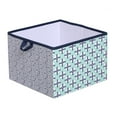 thumbnail image 5 of Bacati - Tribal Noah Mint/Navy Cotton Percale Fabric Covered Collapsible Storage Tote, Large Box for all ages, 14 x 14 x 10 inches, 5 of 8