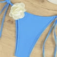 thumbnail image 3 of WIZUTIZ Womens Swimsuits Tankini Tube Bandeau Push Up Anti-Slip Swim Top with Tie Side Panties Rose Low Rise Underwear High Leg Thong Solid Swimsuits Sleeveless Swimsuits 2 Piece Beach Blue, 3 of 5