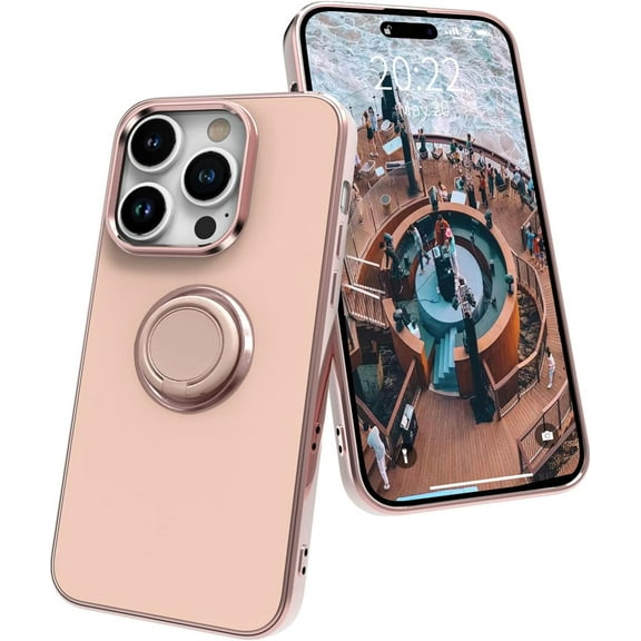 case for iPhone 14 Pro Case with Ring Holder Magnetic Kickstand, Slim Thin TPU [Soft Microfiber Lining] Anti-Scratch Matte Full-Body Shockproof Protective Phone Case for iPhone 14 Pro Pink
