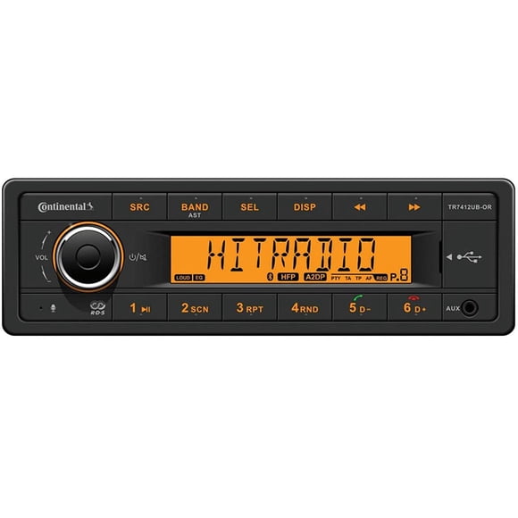 VDO Continental TR7412UB-OR - Radio estilo europeo de 12 V, pantalla naranja, Bluetooth