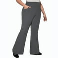 thumbnail image 2 of REALiKUN Women's Plus Size Flare Leggings Bootcut High Waist Work Slacks with Pocket Solid Color Bell Bottoms Pants, 2 of 2