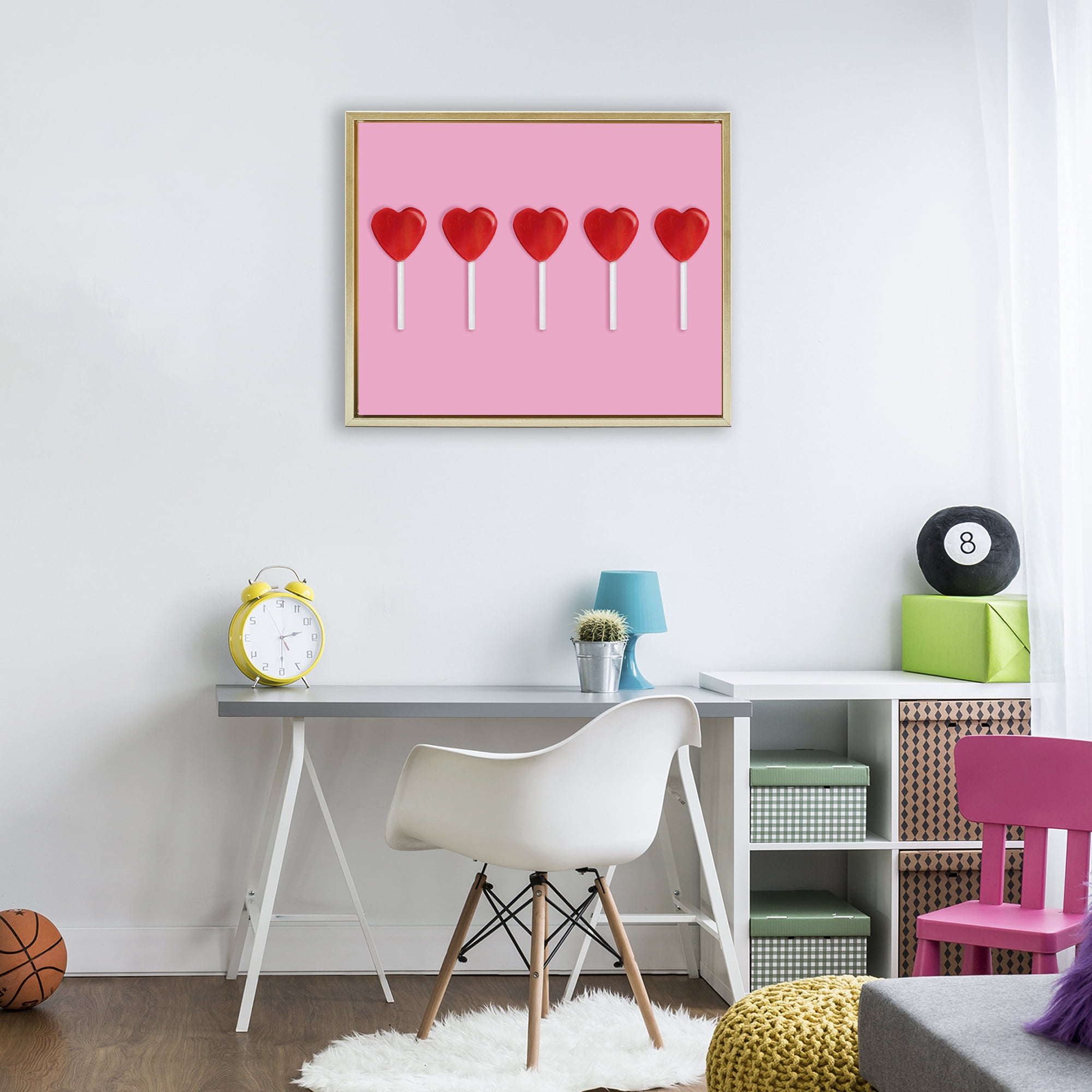 Stupell Industries Valentine's Heart Pops Gold Framed Floater Canvas Wall Art, design by LISH Creative