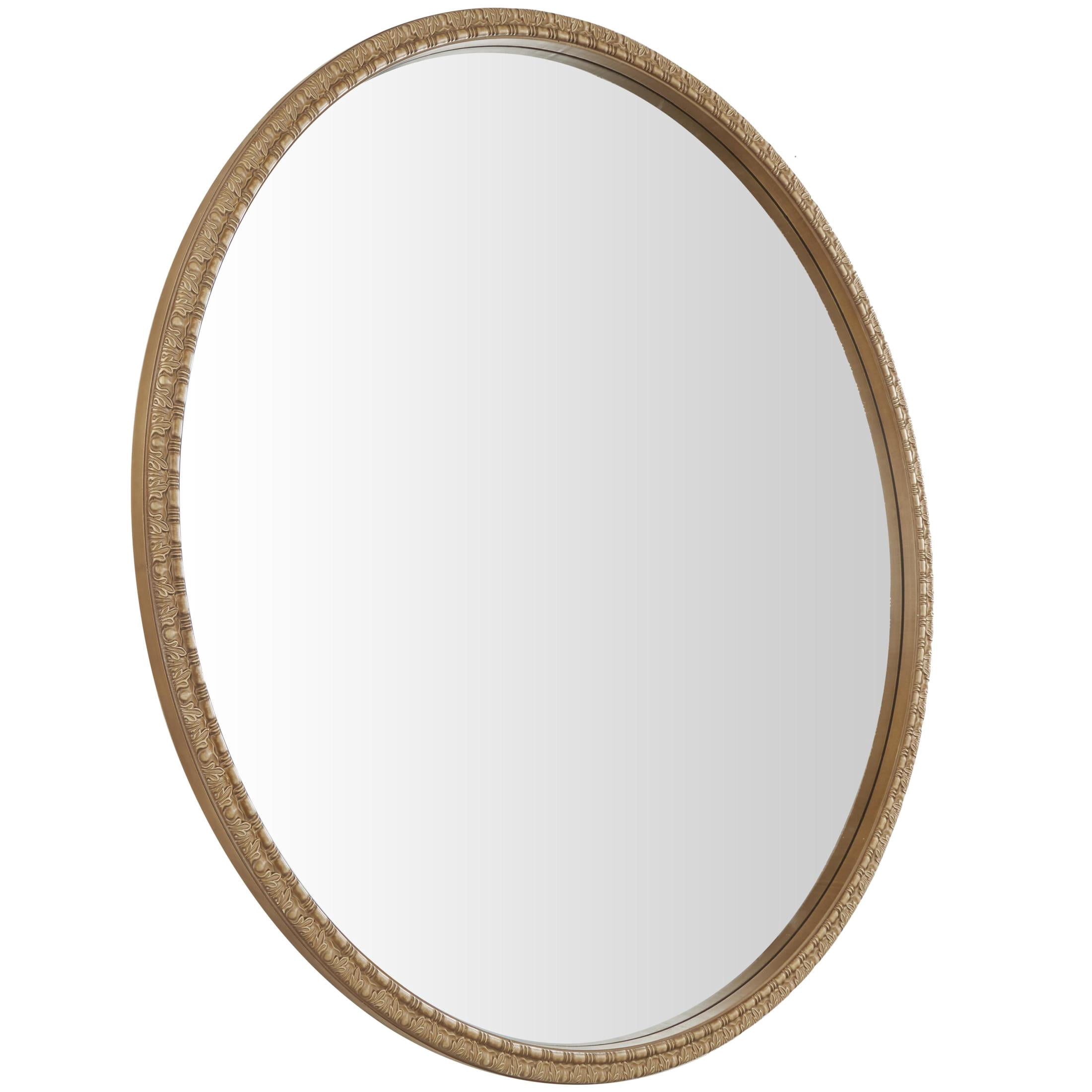 DecMode 47" x 47" Brown Carved Leaf Wall Mirror