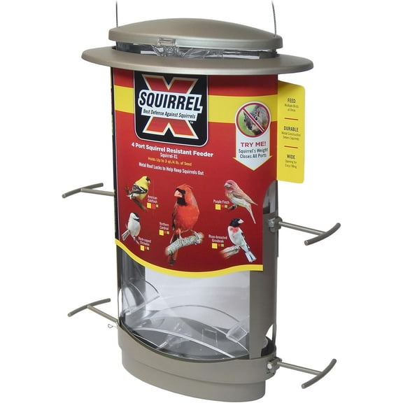 More s X-1 Squirrel-Proof Feeder with 4.2-Pound Seed Capacity and Four Feeding Ports