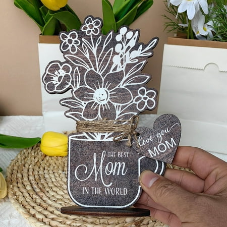 

Brown Mother s Day Flowers Wooden Table Holiday Decorations Home Decoration Table Decorations (including 1 Meter Rope)