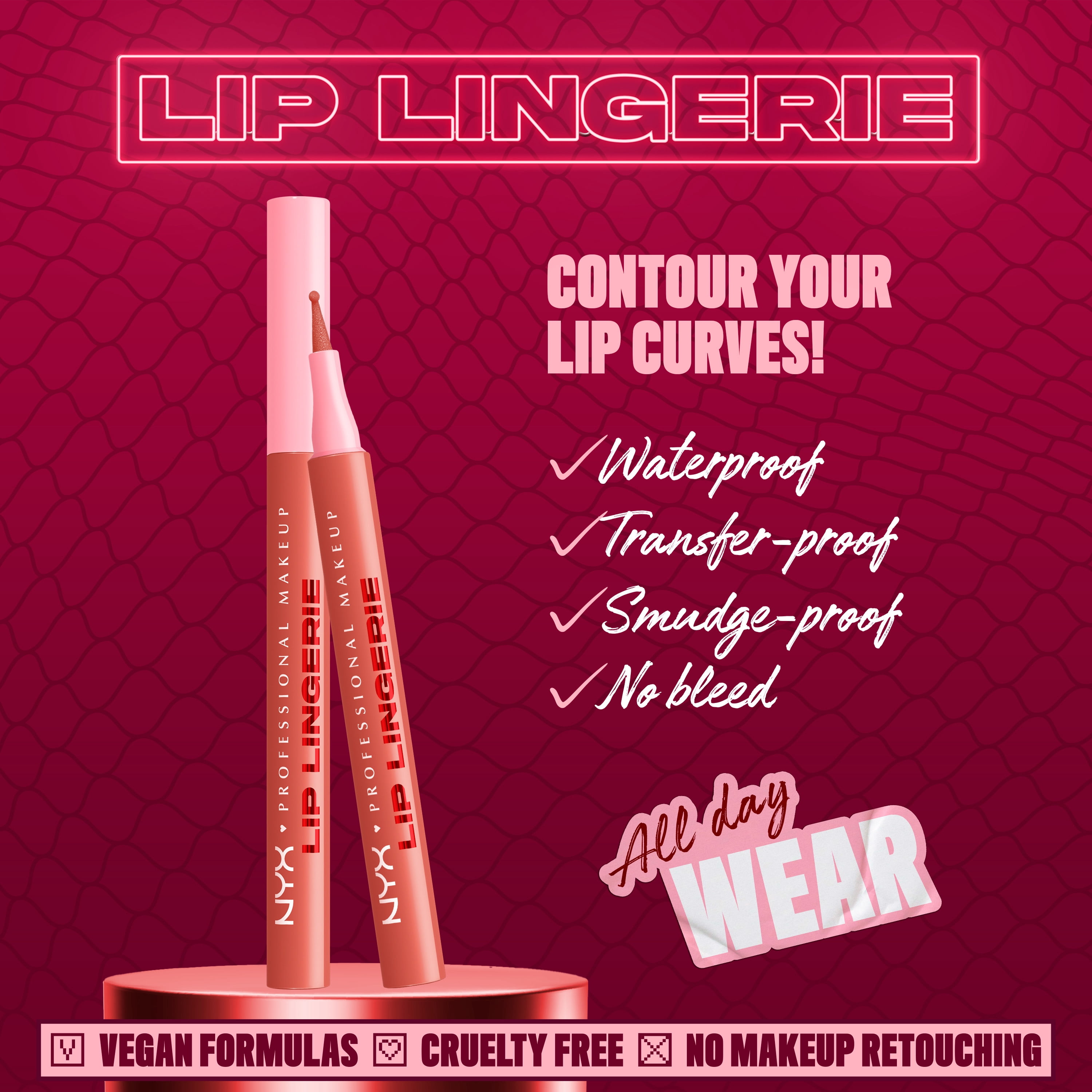 NYX Professional Makeup Lip Lingerie Lip Liner Stain, Waterproof Lip Color, After Hours, 0.03 fl oz