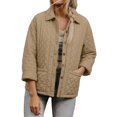 thumbnail image 6 of Casual Quilted Jacket for Women Collared Button Front Loose Fit Spring Fall Jacket, 6 of 9