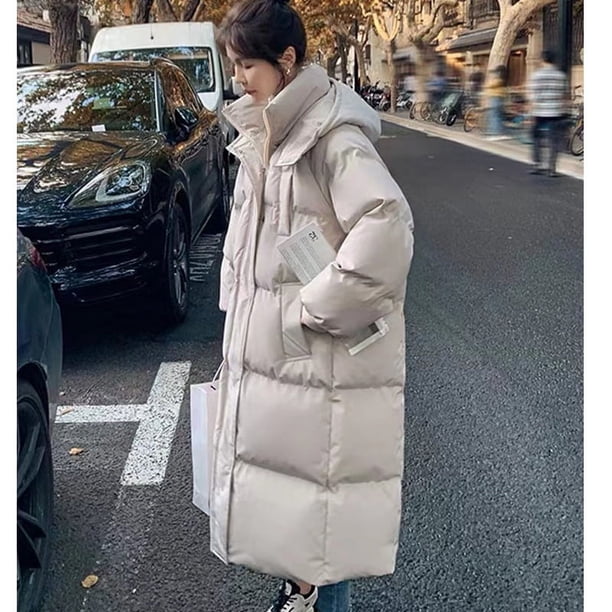 Chaqueta de algodón para mujer, holgada, larga, hasta la rodilla, de algodón, para otoño e invierno