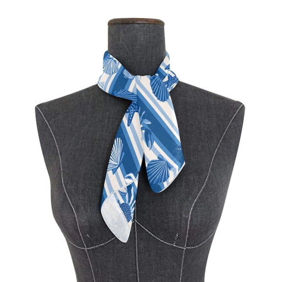 Square Scarf 24x24 Inch Vibrant Indigo Beach Print Silky Satin Sun Protection Neck Scarf for Women Multi-Purpose Head Wrap Bandana for Hair Bag Decoration