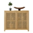thumbnail image 3 of GZXS Accent 2-Door Rattan Cabinet with Adjustable Shelf, Pop-Up Design Doors, Modern Bohemian Storage Cupboard with Cable Holes, 39.4"L x 9.3"W x 32.3"H, Natural, 3 of 9