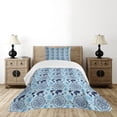thumbnail image 4 of Ambesonne Compass Quilted Bedspread Set 2 Pcs, World Map Arrow Pattern, Twin Size, Pale Blue Indigo, 4 of 5