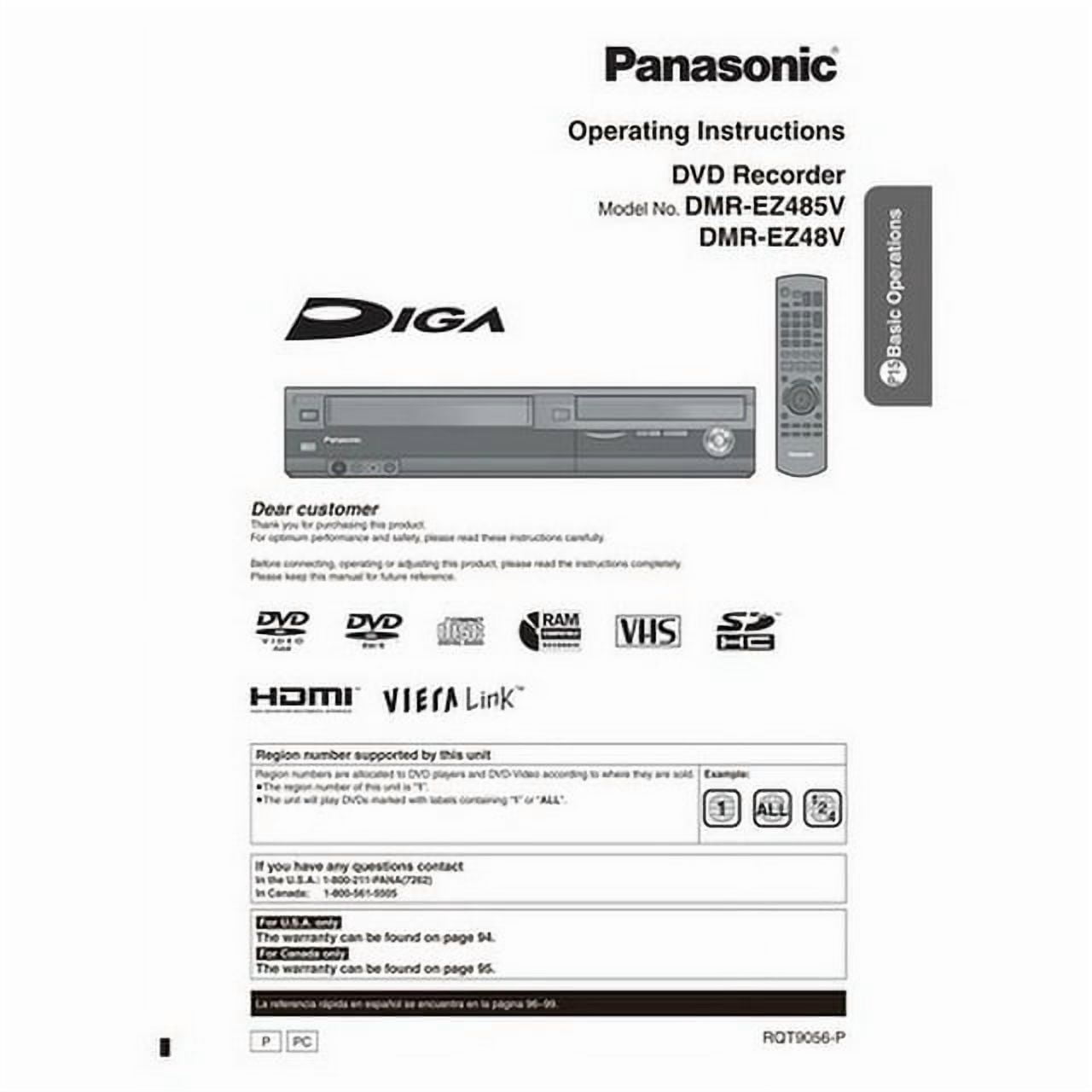 Panasonic DMR-EZ48V Combo VHS Player & DVD Recorder with HDMI