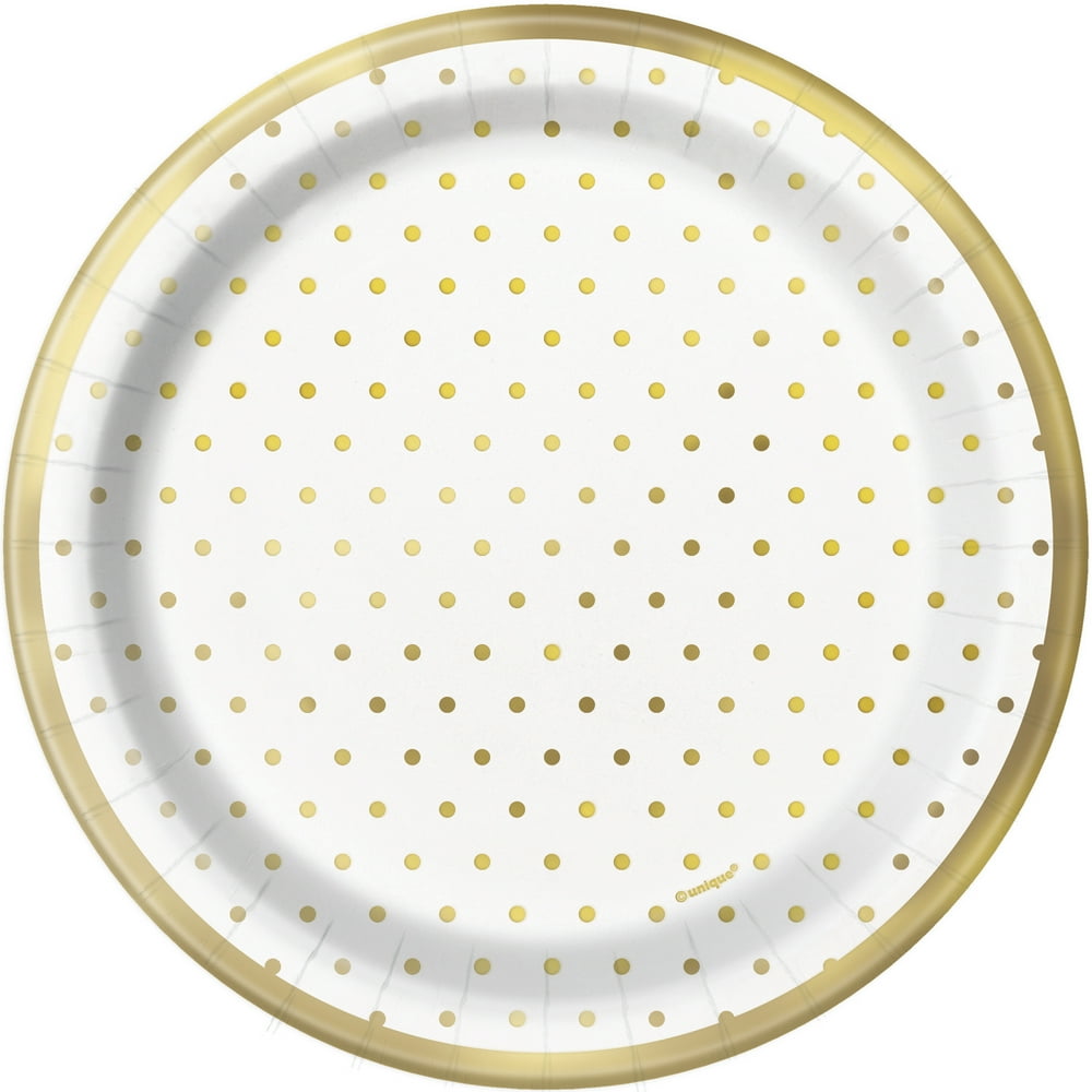 Foil Elegant Gold Polka Dot Paper Dessert Plates, 7in, 8ct Walmart
