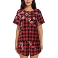 thumbnail image 1 of Fotbe Red Buffalo Plaid Conjunto de Pijama Estampado para Mujer, 2 Piezas, Ropa de Dormir con Camiseta de Manga Corta y Shorts Suaves-Medium, 1 of 6