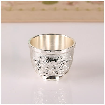 

Vintage Teacup Engraving Pattern Zinc Alloy Shiny Surface Wine Cup for Gift