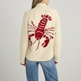 thumbnail image 2 of larppty Women Lobster Knit Sweaters Cardigan Long Sleeve Button Down Chunky Knit Y2k Graphic Fall Winter Sweater Coat (Red, L), 2 of 5