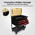 thumbnail image 4 of 3-Drawer Rolling Tool Cart with Wheels, Tool Box Cart with Lift-up Wooden Top, Mechanic Tool Storage Organizer Cabinet for Garage, Warehouse, Workshop, Repair Shop - Black&Red, 4 of 9