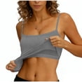 thumbnail image 2 of Tank Tops with Built in Bras Padded Summer Spaghetti Strap Sleeveless Cami Undershirts Fitted Basic Workout Shirts Featuring Soft Stretch Fabric Gray L, 2 of 7
