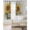 thumbnail image 2 of Summer Sunflower Kitchen Curtains Yellow Green Floral Watercolor Plant Cafe Short Curtains for Bathroom Blackout Window Curtain Grommet Small Window Treatment Drapes for Bedroom Living Room 52"x45"x2, 2 of 9