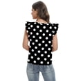 thumbnail image 3 of EFINNY Update Women Casual Ruffle Short Sleeve Polka Dot Chiffon Shirts Blouse Tops, 3 of 6