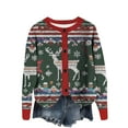 thumbnail image 3 of Wiyuqeen Christmas Tree Knit Cardigans for Women Crewneck Button Down Ribbed Knit Cardigans Long Sleeve Lightweight Jacket Coats, 3 of 5