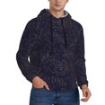 thumbnail image 2 of Wukai Copper-Gold Gloss Outline Flower1 Print Men Hoodies Fleece Sweatshirts Long Sleeve Sweaters Pullover Fall Outfits Winter Clothes-Small, 2 of 7