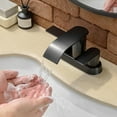 thumbnail image 6 of Waterfall Bathroom Sink Faucet 4 Inch Faucet 2 Handle Lead-Free Black, Bathroom Faucet with Water Supply Lines Pop Up Drain, 2 or 3 Holes Bathroom Basin Lavatory Mixer Tap with Deck Mount Plate, 6 of 16