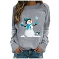 thumbnail image 2 of Aloohaidyvio Christmas No Boundaries Women Fashion Casual Christmas Snowman Print Round Neck Loose Long Sleeve Sweatshirt Tops Blouse, 2 of 3