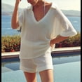 thumbnail image 4 of Traje de Baño de Crochet para Mujer, Conjunto de Playa de Verano con Cuello en V, Camisetas de Corta de Punto, Conjunto Corto de 2 Piezas. L, 4 of 6