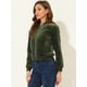 thumbnail image 3 of Chaqueta bomber Allegra K acolchada con diamantes y superficie de terciopelo con cremallera para mujer con bolsillos Verde L, 3 of 5