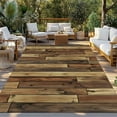 thumbnail image 3 of Fsddascl Brown Wooden Grain Outdoor Rug for Patio/Deck/Porch, Non-Slip Large Area Rug 5 x 8 Ft, Farmhouse Vintage Stitching Art Indoor Outdoor Rugs Washable Area Rugs, Reversible Camping Rug Carpet, 3 of 5