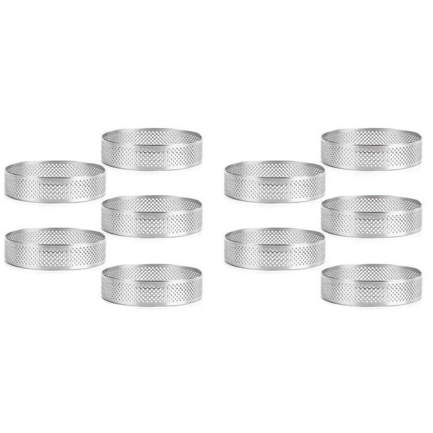 10 piezas de anillos circulares para tartas con agujeros de acero inoxidable, moldes para tartas, quiches, mousse, para cocina, 7 cm