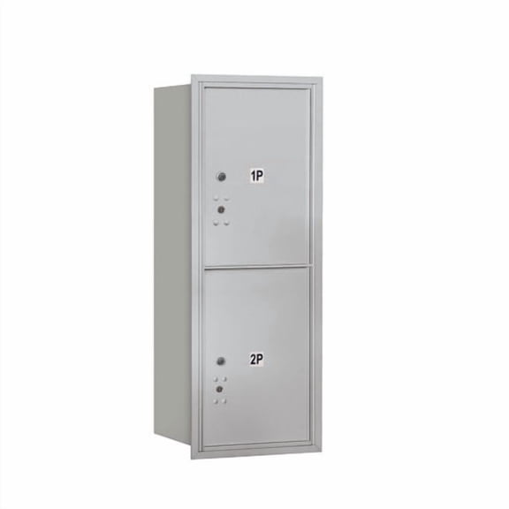 10 Door High Recessed Mounted 4C Horizontal Parcel Locker with 2 Parcel Lockers in Aluminum with Private Access - Rear Loading