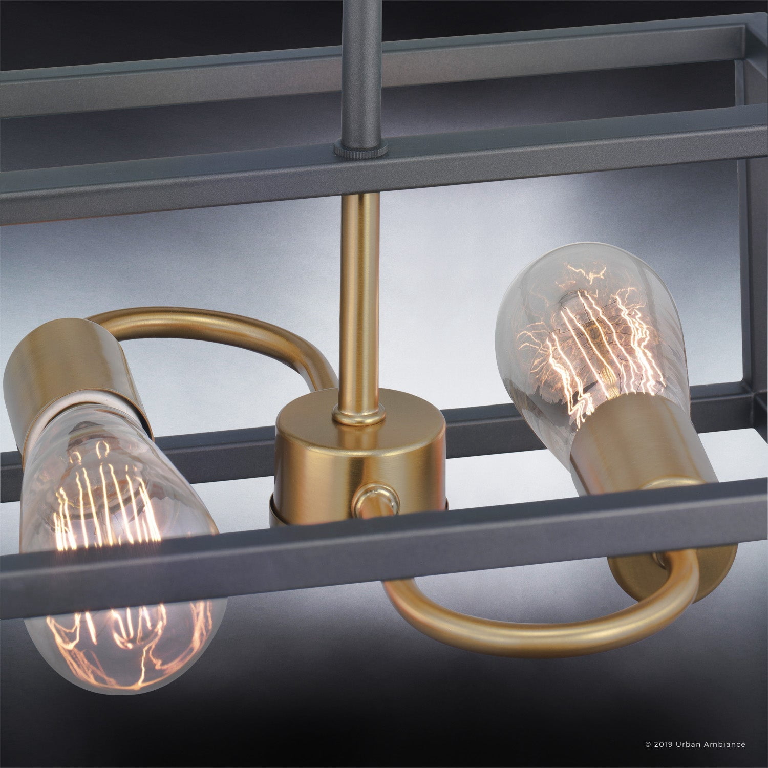 Luxury Modern Farmhouse Indoor Ceiling Light, 9.375''H x 17.25''W, with Cosmopolitan Style Elements, Modern Design, Charcoal Finish, UHP2800