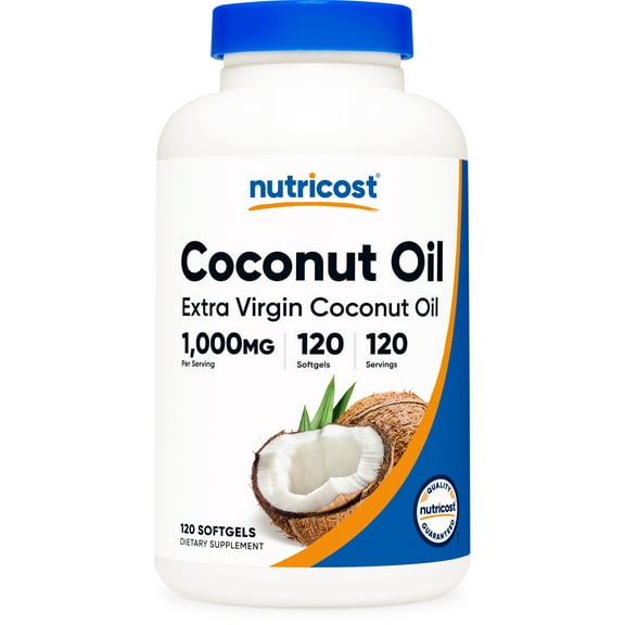 Nutricost Coconut Oil Softgels 1000mg, 120 Softgels, Gluten Free and Non-GMO Supplement