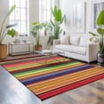 thumbnail image 5 of Area Rug 4x6ft, Vintage Mexico Colorful Stripe Washable Rugs for Living Room Bedroom, Abstract Ombre Rainbow Pattern Soft Non-slip Area Rugs Rectangle Floor Carpet for Dining Room, 5 of 9