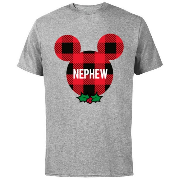 Disney Mickey Mouse NEPHEW Holiday Family - Short Sleeve Cotton T-Shirt for Adults - Customized-Athletic Heather