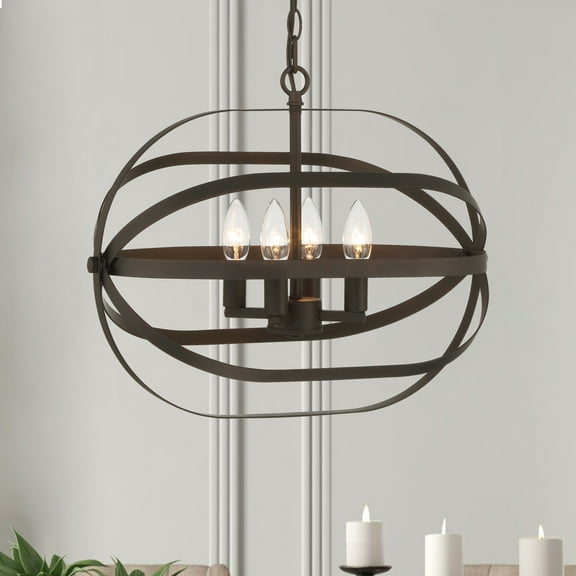 Vanity Art 4 Candle Light 60 Watts Unique Statement Chandelier Lighting | Modern Hanging Ceiling Lights Fixtures for Dining Room Living Room Bed Room, Kitchen, Oil Rubbed Bronze, SJR30104ORB