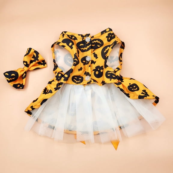 BotaniNest Halloween Decorations Halloween Pumpkin Pet Dress Dog Dress Teddy Dress Small Dog Dress Cat Princess Dress