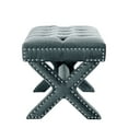 thumbnail image 5 of Kari Slate Blue Velvet Ottoman - Button Tufted, Silver Nailhead Trim, X-Legs, 5 of 7