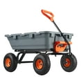 thumbnail image 3 of KFFKFF Yard Trolley, Sturdy Polyethylene Dump Trolley with Easy-to-Assemble Steel Frame, Multi-Use Dump Cart with Convertible Handle, Practical Garden Barrow with 800 lbs Capacity, 10 inch Wheels, 3 of 9
