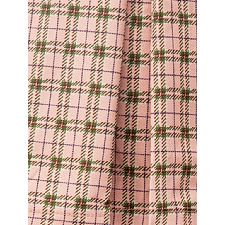 Pink check print mini skirt top
