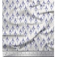 thumbnail image 1 of Soimoi Blue Rayon Crepe Fabric Arrow,Heart & Eiffel Tower Architectural Decor Fabric Printed Yard 46 Inch Wide, 1 of 3
