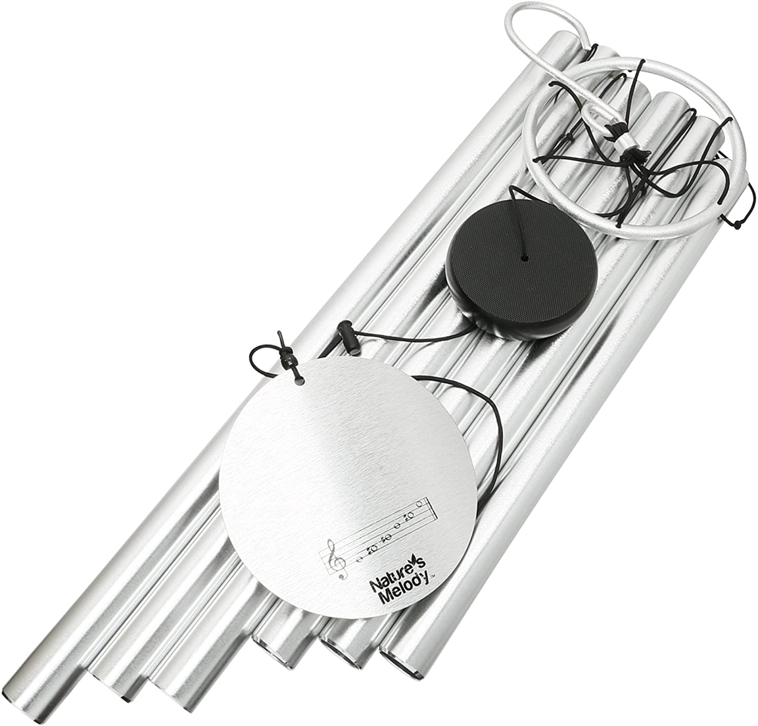 Nature’s Melody Aureole Tunes Wind Chimes – Outdoor Windchime with 6 Tubes Tuned to E Pentatonic Scale, 100% Rustproof Aluminum, Powder Finish & S Hook Hanger for Sympathy, Memorial Gift or Zen Garden