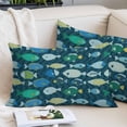 thumbnail image 2 of Deep Green Fishes Throw Pillow Cover 16 x 24 Inch Decorative Pillow Cover Cartoon Coastal Ocean Fish Striped Lumbar Pillowcase Seasonal Rectangle Cushion Case for Couch Sofa Bed Living Room, 2 of 9