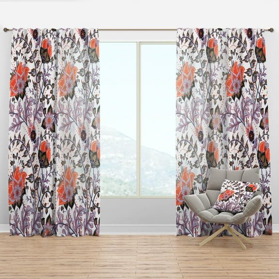 Designart 'Vintage Decorative Elements With Pattern' Bohemian & Eclectic Curtain Panel