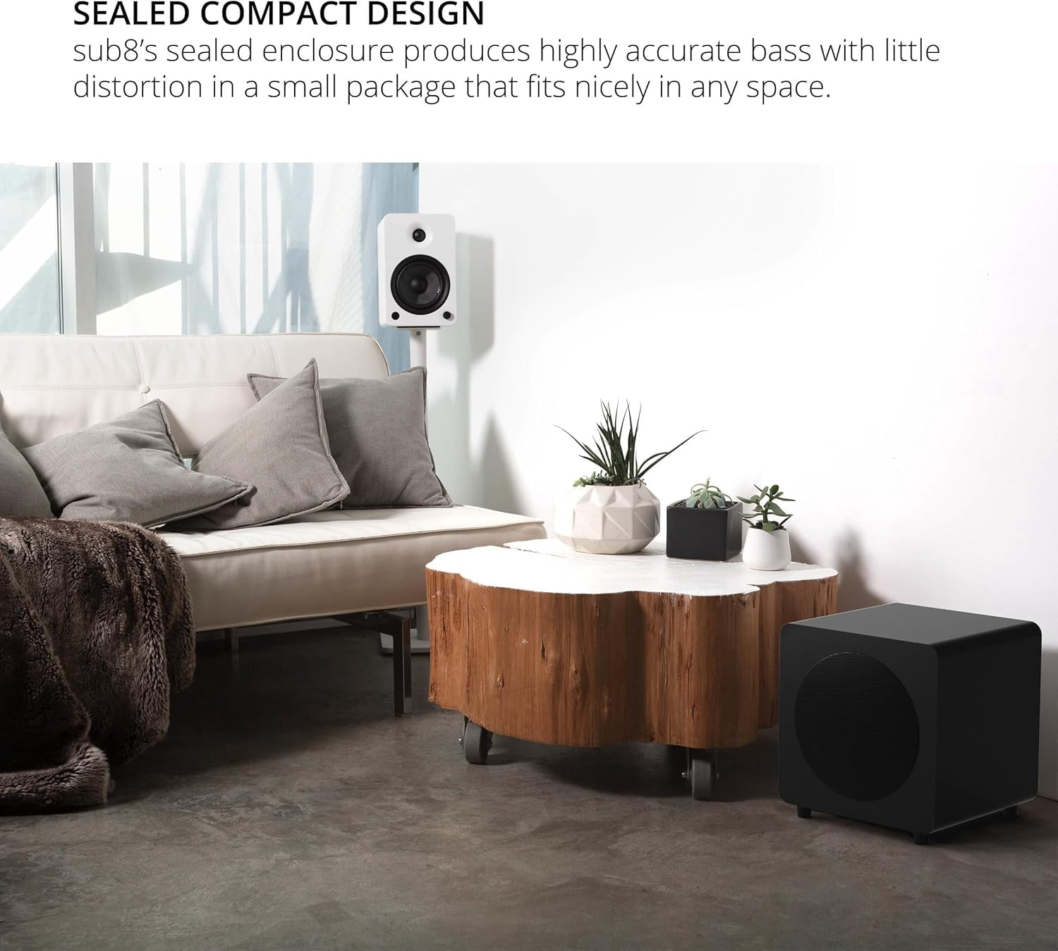 Kanto ORAMB Powered Reference Bluetooth Desktop Speakers with a Kanto SUB8VMB Sealed Powered 8" Subwoofer and Kanto S2 Angled Desktop Speaker Stands for Small Speakers (2023)