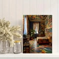 thumbnail image 2 of Qisvanset 12x16 Inch Abstract Teal Gold Swirl Canvas Painting Wall Art, 2 of 5