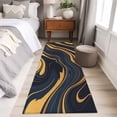 thumbnail image 5 of Runner Rugs 2x6 Ft, Blue Yellow Ripple Non Slip Area Rugs for Kitchen Bedroom Entryway, Fluid Modern Abstract Art Washable Carpet Runner Rug Floor Mats for Bedroom Home Decor, 5 of 9